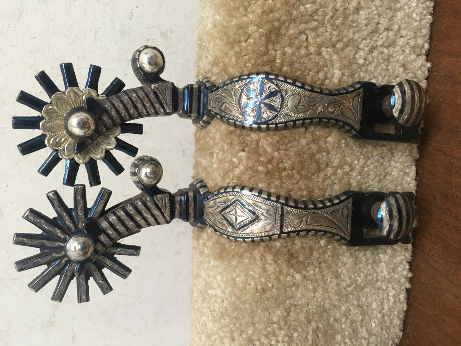 B-C DOUBLE SILVER INLAID SPURS