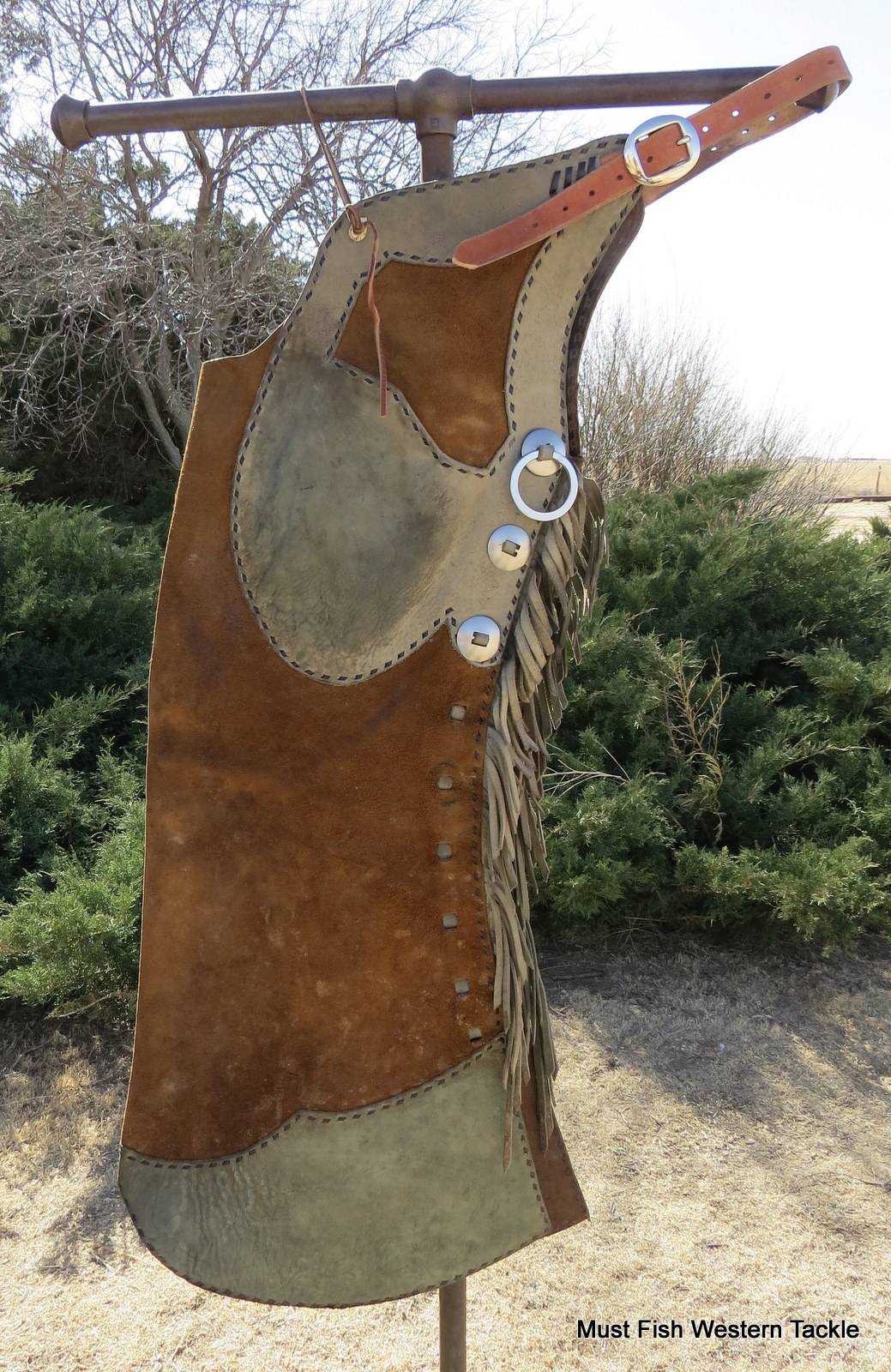 Used Handmade Texas Bell Step In Buckstitched Chaps